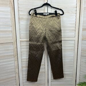 Trina Turk Metallic Gold Pencil Party Pants 0